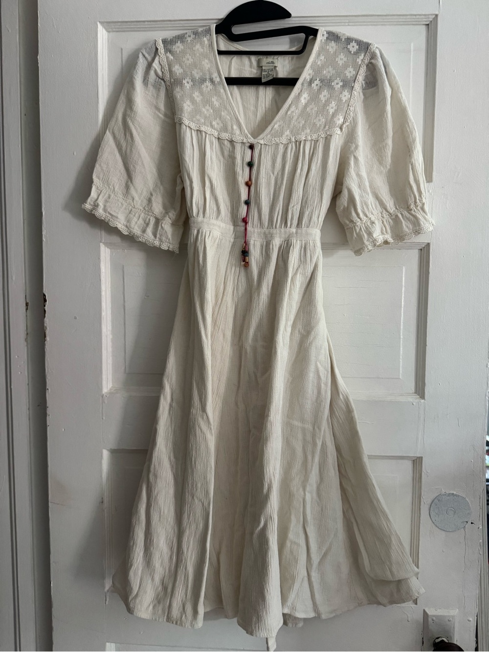 Anthropologie Odille Cream Gauze CottMidi Dress sz 6